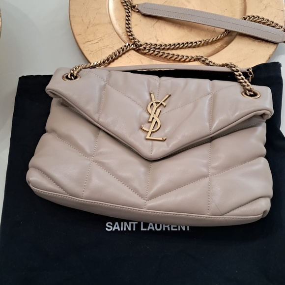 SAINT LAURENT LOULOU CREAM LAMBSKIN LEATHER MINT CONDITION PUFFER QUILTED BAG - Picture 1 of 13